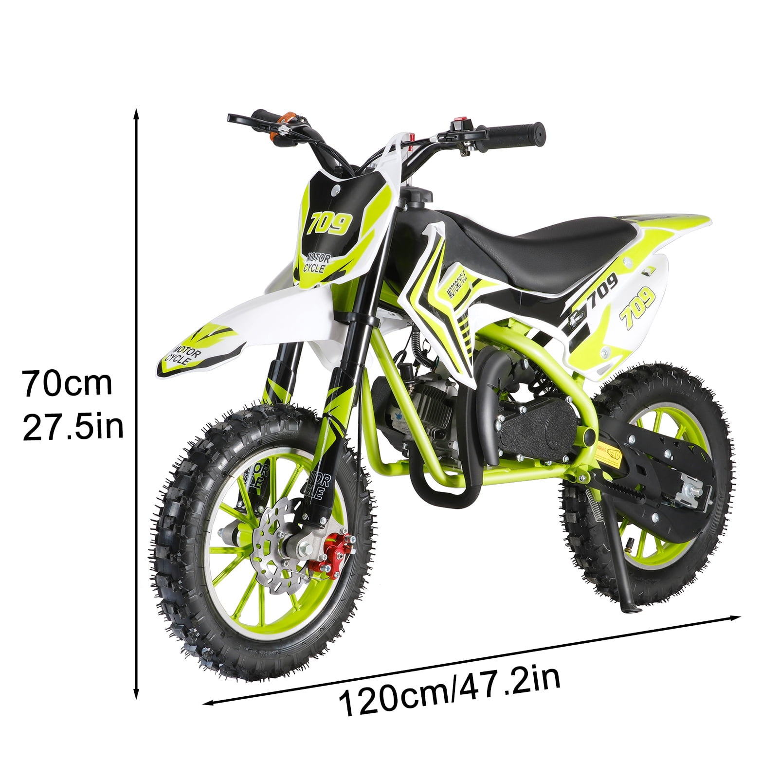 49cc 2-Stroke Kids Dirt Bike, Gas Powered Motocross Bike, Off-Road Mini Motorcycle with Front & Rear Disc Brakes, 10-Inch Tires for Youth & Beginners
