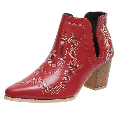 

Vedolay Women s Platform Ankle Boot High Heels Square Toe Comfort Party Dress Booties Shoes for Women Red 43