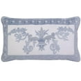 thumbnail image 1 of Venezia Velvet Applique Embroidered on Natural Linen Pillow Cover - Cream & Blue, 1 of 1