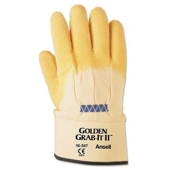 Golden Grab-It Gloves, 10, Gray/Yellow, Palm Coated | 1 Dozen of 12 Pair