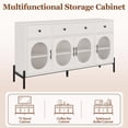 thumbnail image 3 of Bingirl Large White Sideboard Cabinet for Buffet Storage, 62 Inch with Three Drawers and Four Glass Doors as Coffee Bar Table in Dining Room or Kitchen, 3 of 7