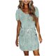 thumbnail image 1 of Mini Vestido de Verano Color Sólido Cuello en V Manga Corta Vestido de Becerro Medio, Vestido Corto de Verano, 1 of 5