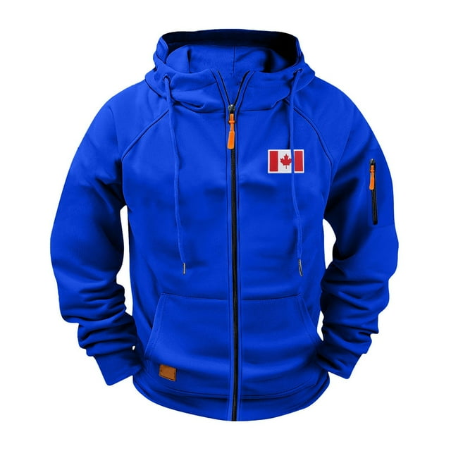 Dvprdro Jackets for Men Cargo Solid Color Multiple Pockets Sports Ditness Training Raglan Long Sleeved Hooded Casual Jacket