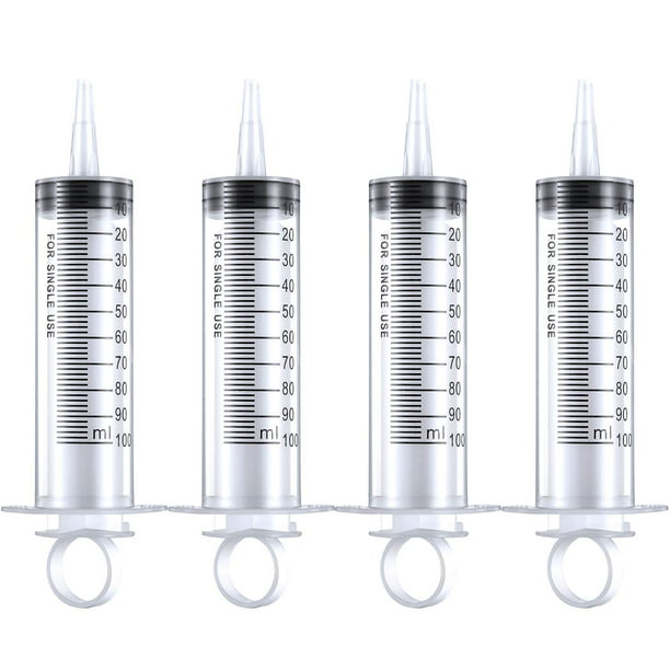 4 Pack 100ml Syringe Large Plastic Syringe For Scientific Labs Dispensing Measuring Watering Refilling Multiple Uses Walmart Com