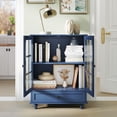 thumbnail image 4 of CQSXDA Buffet Cabinet with Double Glass Doors and Drawer Contemporary Wooden Storage Sideboard for Entryway Hallway,Blue, 4 of 14