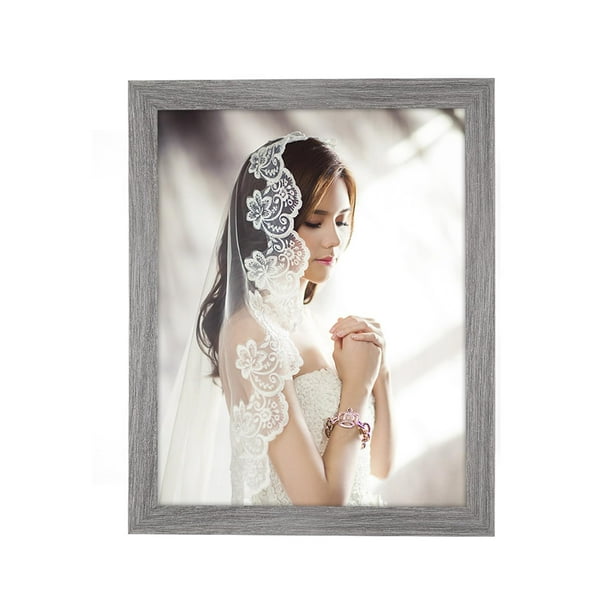 Marco de fotos JDZIVTOP de madera plástica gris envejecido de 25 x 35 cm