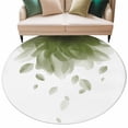 thumbnail image 2 of GreenTranslucent Floral Round Living Room Rugs 6 ft, Gradient Art Watercolor Decor Washable Area Rug with Non-Slip Sturdy Edge Binding Round Carpet for Kitchen Office Bedroom, 2 of 9
