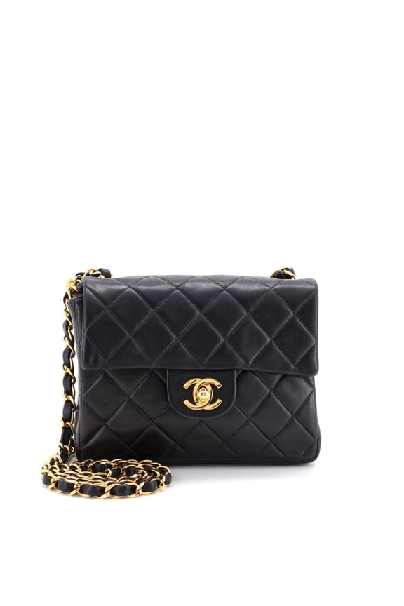 Pre-Owned Vintage Square Classic Single Flap Bag Quilted Lambskin Mini By Rebag
