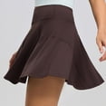 thumbnail image 6 of mgoYE Tennis Skirts for Women Ruffle Yoga Skirt Athletic Shorts for Women - High Waisted Flowy for Workout Running Tennis with Pocket(Coffee,L), 6 of 6