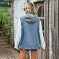 thumbnail image 5 of XBASW Women's Hooded Denim Vest Summer Jean Waistcoat Summer Loose Sleeveless Jacket S-XL, 5 of 6