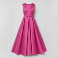 thumbnail image 6 of LEKWK Girls Satin Maxi Dress Sleeveless Crewneck Bow Waist Flowy Dress Teen Elegant Pleated A-Line Gown Performance Party Birthday Wedding Guest 0-15Y, 6 of 6