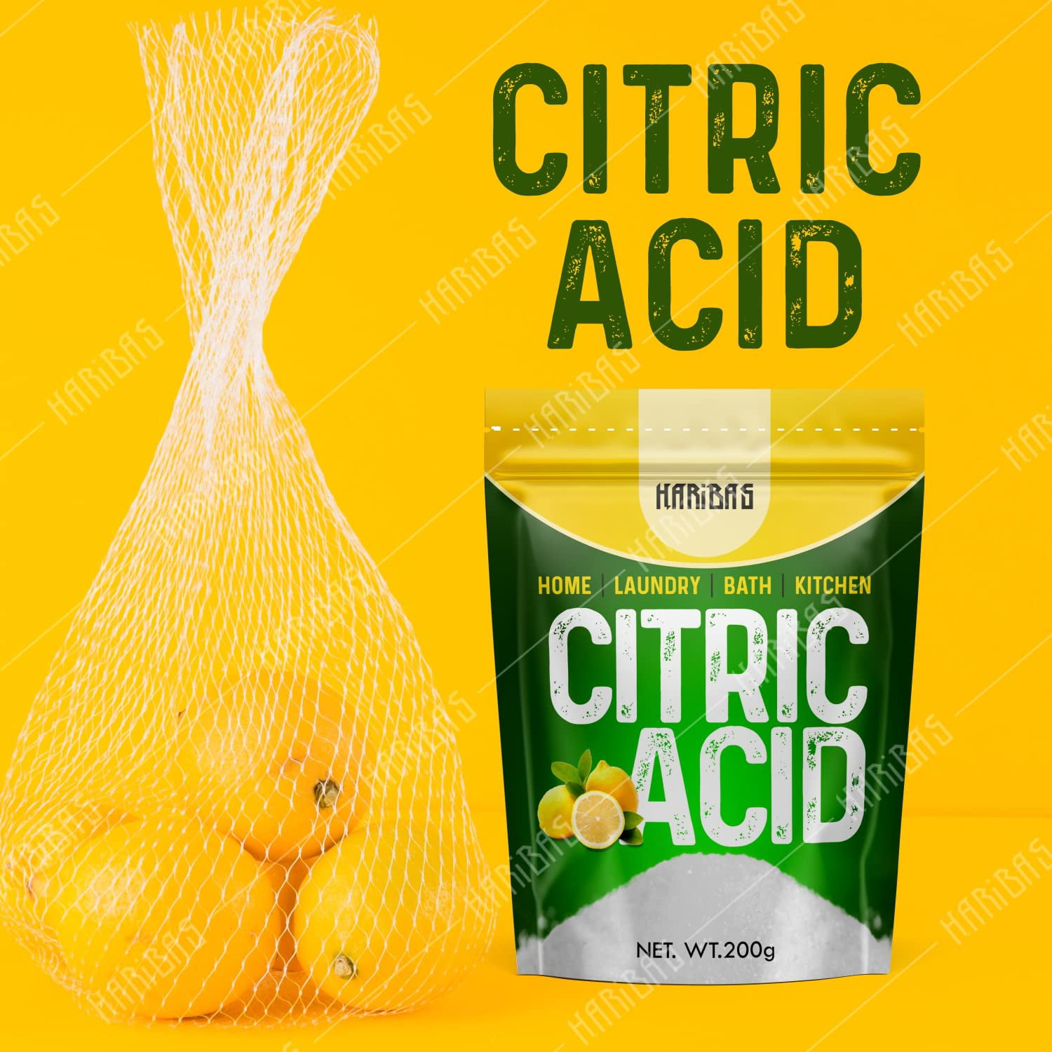 Haribas Citric Acid Powder 200Gm | Multifunctional Nimbusat | Food Grade |  Citric Acid For Cleaning, Bath And Kitchen