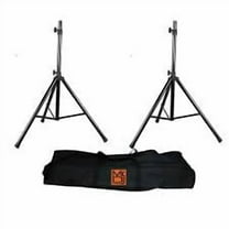 2 MR DJ SS350B Speaker Stand with Road Carrying Bag Universal Black Heavy Duty Folding Tripod PRO PA DJ Home On Stage Speaker Stand Mount Holder with Road Carrying Bag