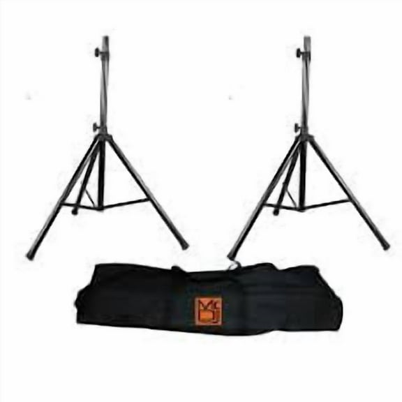 2 MR DJ SS350B Speaker Stand with Road Carrying Bag Universal Black Heavy Duty Folding Tripod PRO PA DJ Home On Stage Speaker Stand Mount Holder with Road Carrying Bag