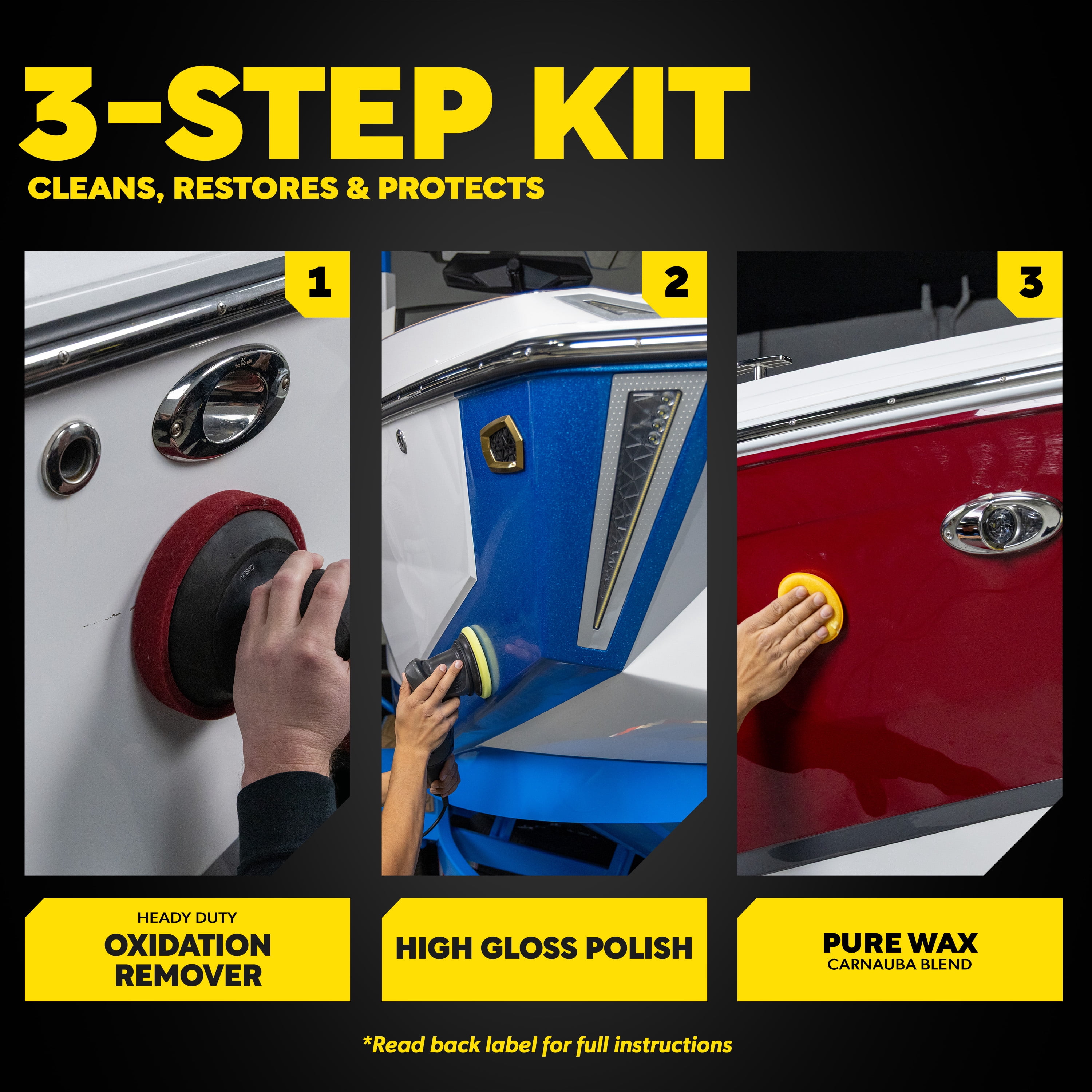 Meguiar's Marine/RV Fiberglass Restoration System, Off-White - Boat Cleaner Kit, 1 Pack