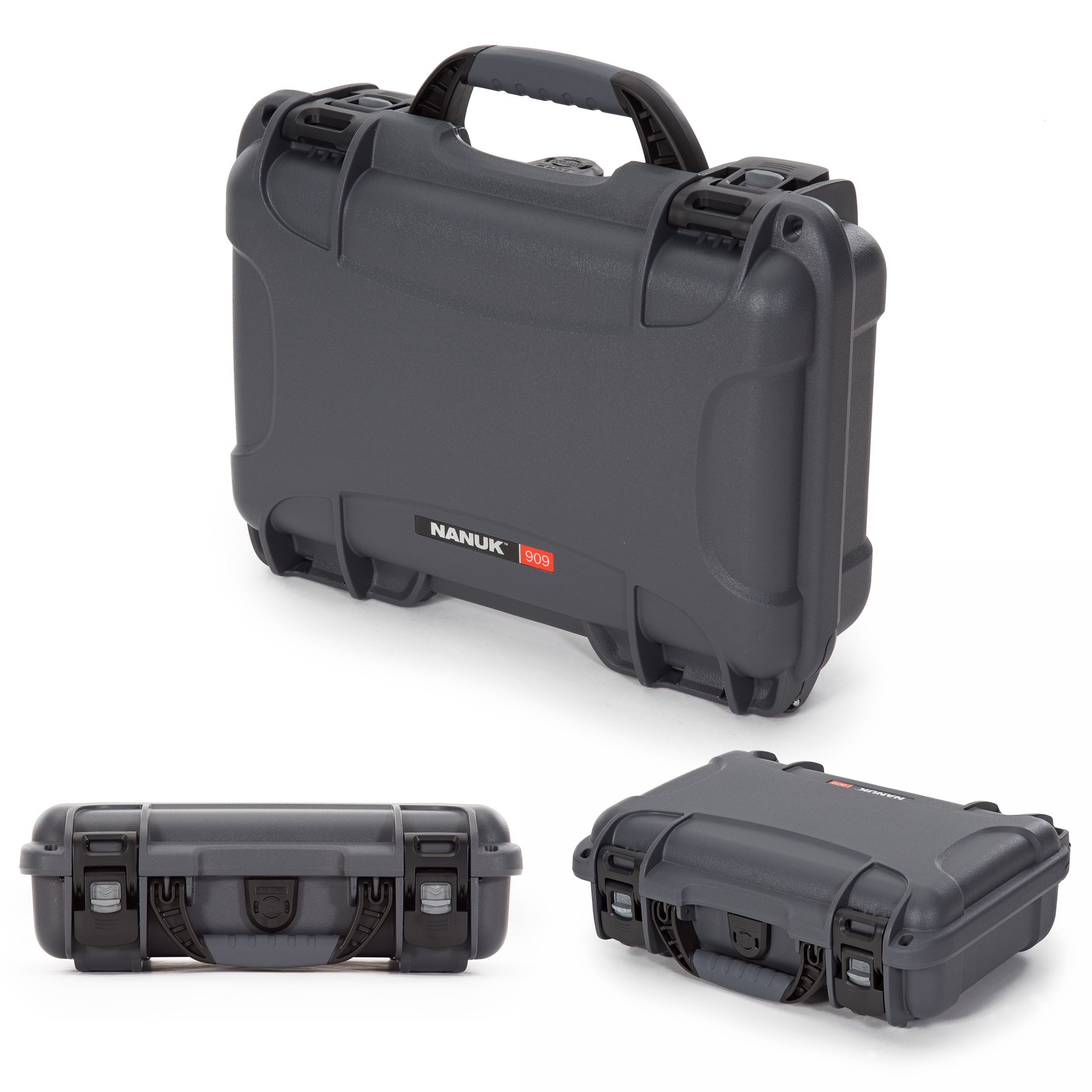 Nanuk 909 Waterproof Professional Classic Pistol/Gun Case, Military Approved with Custom Insert - Graphite