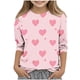 thumbnail image 2 of Blusas y camisas de cuello redondo y manga larga para niños, blusas/camisas de poliéster con estampado de corazones, mangas 3/4 y cuello redondo, elegantes e informales., 2 of 5