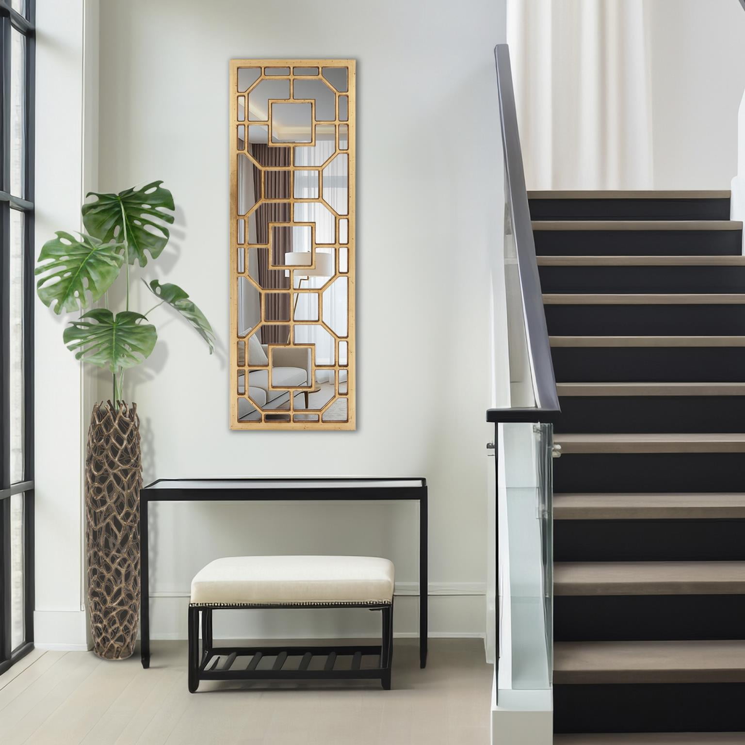 Tyler Dillon Rectangular Contemporary Aldrich Wall Mirror 15.75"W x 46.5"H