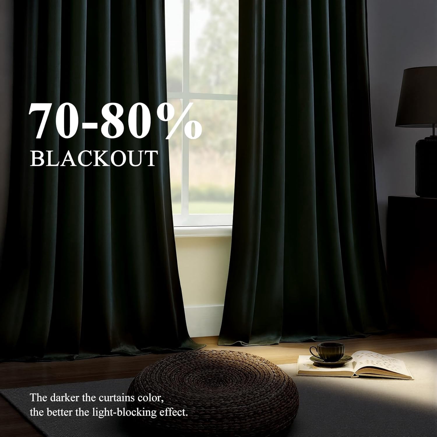 Galenzoov 52*84 inch 2 Panels Velvet Curtains for Home, Room Darkening Heat Blocking Blackout Window Curtains Back Tab Rod Pocket Drapes for Bedroom,Living room,Office,Olive Green