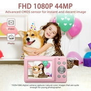 Digital Camera FHD 1080P 44MP for Vlogging with Anti Shake 16X Zoom,Small for Children Teens Seniors