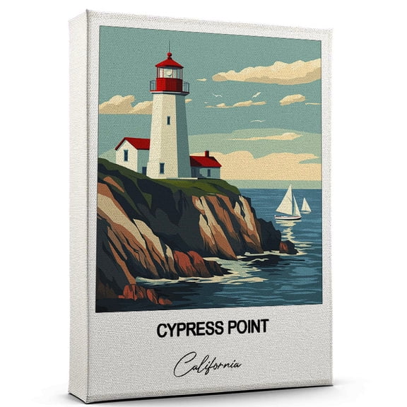 Cypress Point Travel Canvas Wall Art – Beautiful Travel Decor for Bedroom, Office California Canvas Print – Serene and Scenic Wall Decor Gift for Travel Lovers