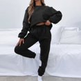 thumbnail image 2 of Ladies 2 Piece Pant Set Solid Color Crew Neck Long Sleeve Oversized Daily Outfit, 2 of 8