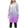 thumbnail image 2 of Long Hoodies for Women 2025 Fall Winter Long Sleeve Zip Up Gradient Hooded Sweatshirt with Pockets Jacket Coat, 2 of 7