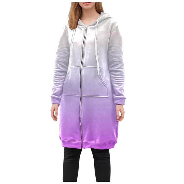 WEAIXIMIUNG Mama Sweatshirt with Kids Names Coat for Womens Hoodies Coat Fall Winter Warm Pockets Drawstring Zipper Open Thin Hooded Jackets Long Cardigans Tops Outwear