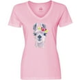 thumbnail image 3 of Inktastic Cute Llama with Flower Women's V-Neck T-Shirt, 3 of 5