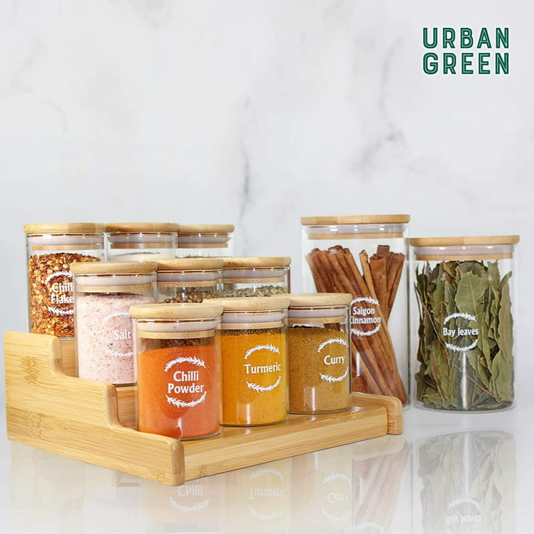 Urban Green Glass Jars with Lids, Glass Airtight canisters sets with bamboo  lids, Glass Containers, Pantry Organization and Storage, Kitchen Canisters  Sets, Gla…