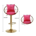 thumbnail image 3 of Velvet Bar Stools Set of 2, Pure Gold Plated Swivel Counter Height Bar Stools with Height Adjustable, 360 Degree Rotation Upholstered Bar Chair with 1 Thick Pillow for Dinning Room and Bar, Red, 3 of 9