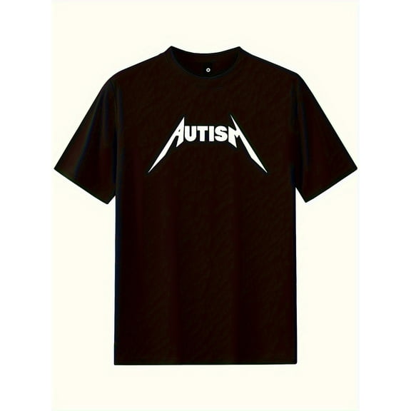 1 pc, 100% cotton T-shirt, Autism Stylish Print Summer & Spring Tee For Men, Casual Short Sleeve Fashion Style T-Shirt, Sporty New Arrival Novelty Top For Leisure