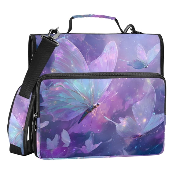 ALAZA Zipper Binder Bag Beautiful Butterfly 3 Ring File Folder Binder Organizer Bag