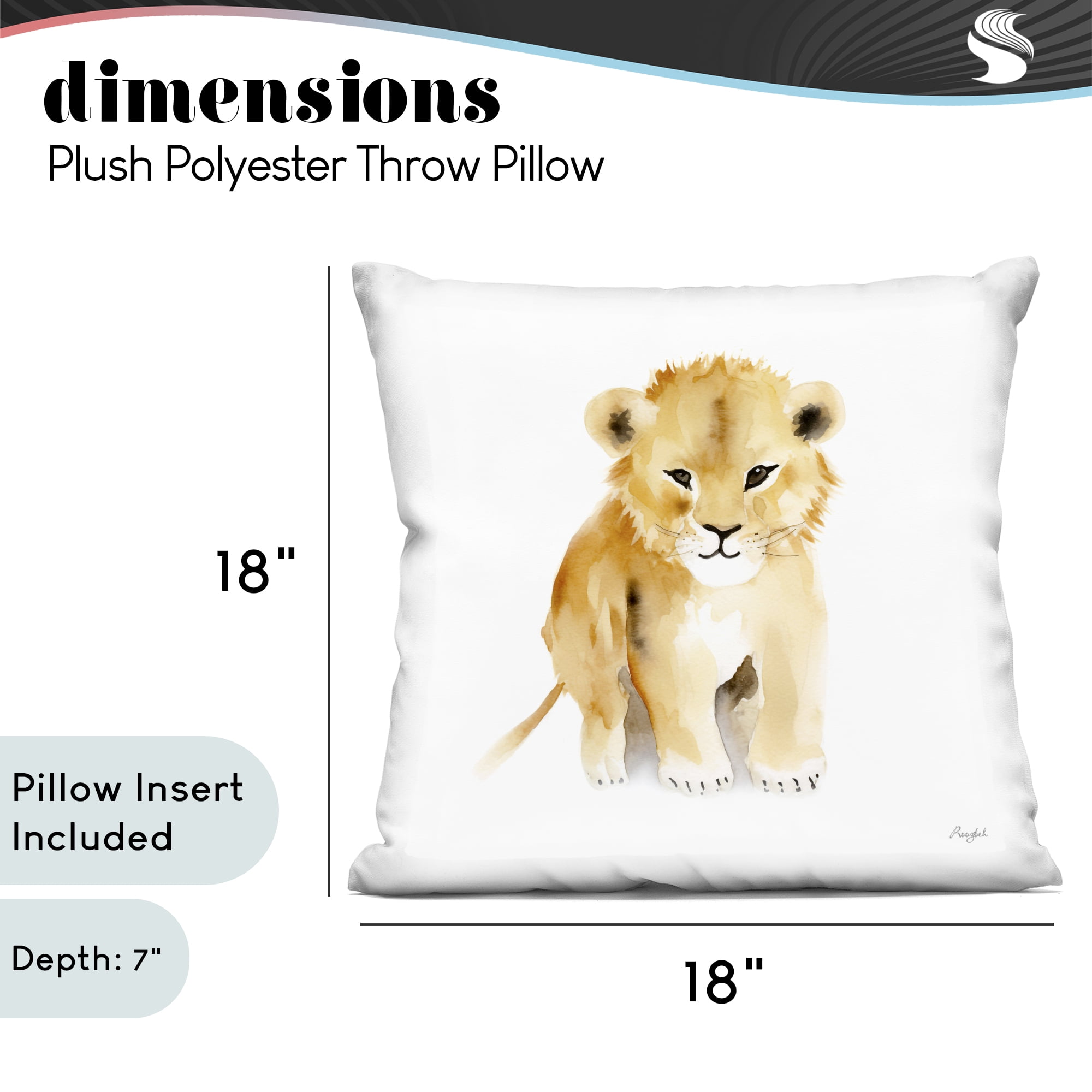 Stupell Industries Minimal Lion Cub Decorative Printed Throw Pillow, design by Roozbeh