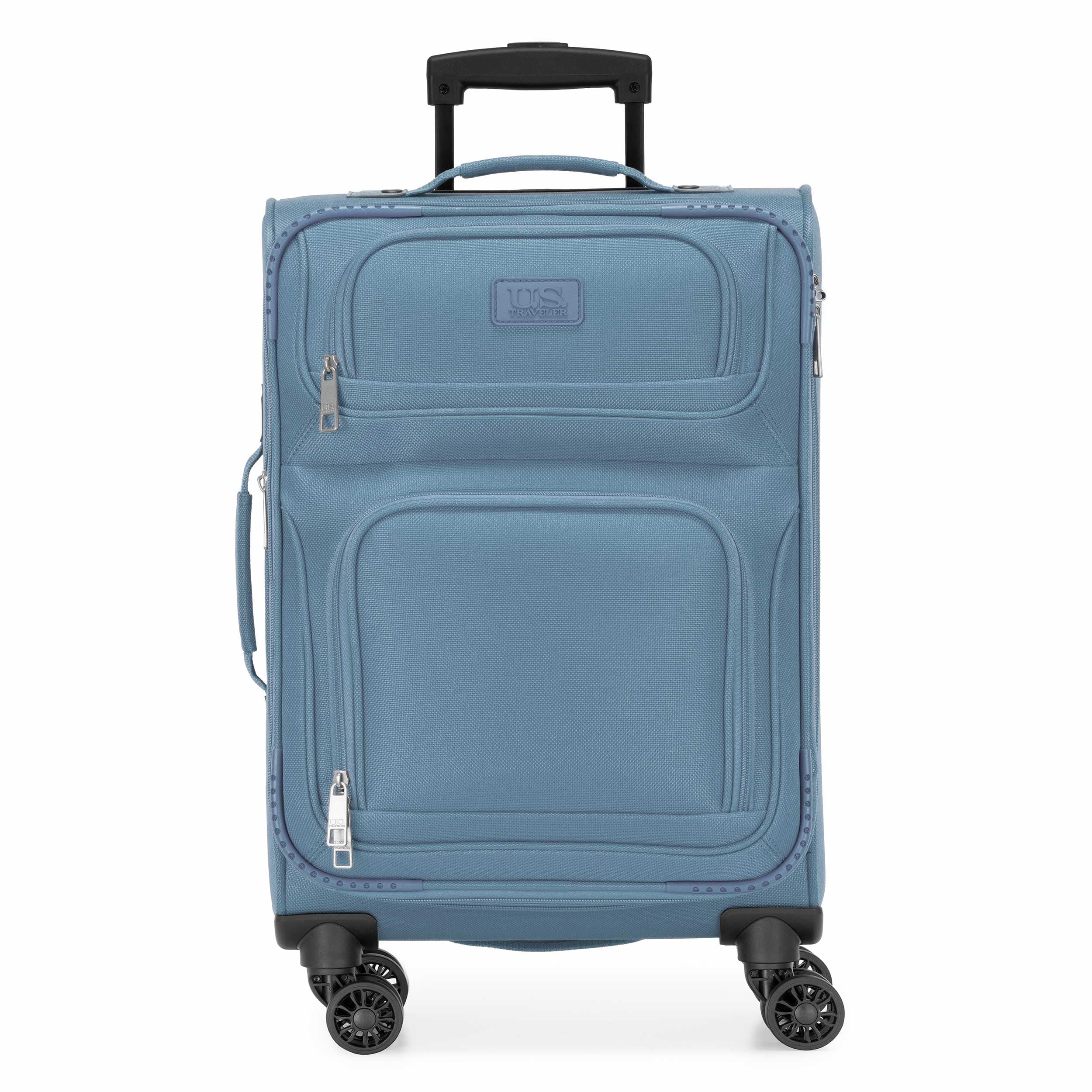 U.S. Traveler Rio 2-Piece Expandable Softside Carry-on Luggage Set - Spinner Wheels, TSA-Approved, Tote Bag, Lightweight Travel Suitcase, Light Blue (22/14)