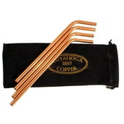 Set of 4 - Bent Pure Copper Drinking Straws in Black Velvet Bag with Cleaning Brush. Part of the 1897 Collection from Cuyahoga Copper