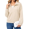 thumbnail image 3 of UVN Sweatshirts Jackets for Women Long Sleeve Lapel Zip Up Coats Ladies Trendy Fall Casual Outerwear Tops with Pockets, 3 of 9