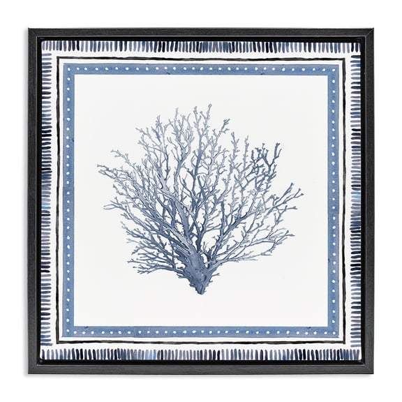 Stupell Industries Nautical Branch of Coral Animals Painting Black Floater Framed Canvas Art Print Wall Art, 18 x 18