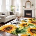 thumbnail image 3 of Area Rug 72×108in, Watercolor Farm Sunflowers Bee Floor Carpet Living Room Rug, Spring Country Floral Non-Slip Welcome Mat Indoor Rugs for Bedroom Dining Room, 3 of 9