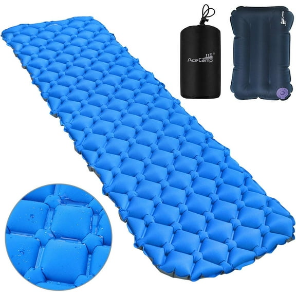 AceCamp 2 in 1 Sleeping Pad,Ultralight Camping Sleeping Pad Inflatable Camp Pad with Travel Pillow for Backpacking and Hiking
