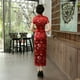 thumbnail image 5 of Traje largo estampado con elegantes mangas cortas, traje vintage estilo Tang para asistir a conferencias, bailes y moda., 5 of 6
