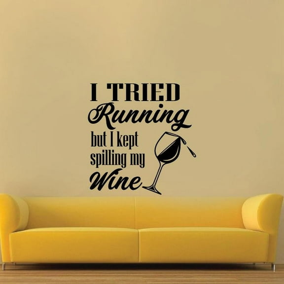 Tried Running Quotes Wine Quote Wine Bottle Drinking Glass Wall Decals for Dining Room Home House Winery Restaurant Kitchen Bar Wine Cellar Decor Stickers Wall Art Vinyl Decoration Size (10x8 inch)