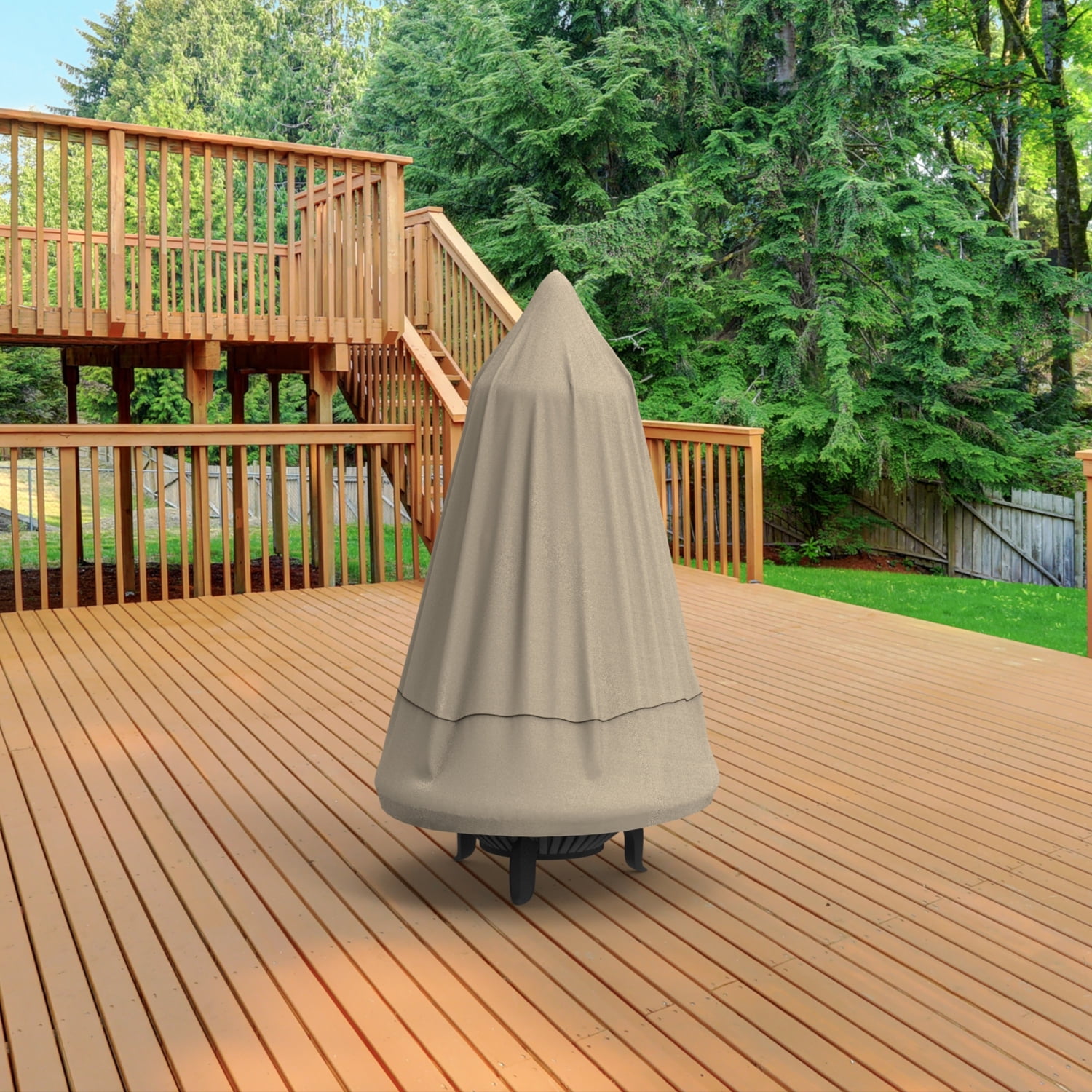 Budge 22"Dia. x 38"Drop Brown / Beige Patio Chiminea Cover, English Garden