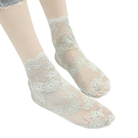 

1 Pair Women s Floral Lace Fishnet Ankle Socks Cotton Stretch Hollow Out Dress Sock for Women Girls Short Stockings