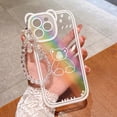 thumbnail image 2 of Compatible for iPhone 13 Pro Max 6.7 Inch Cute Clear Case, Cute Flowers Bear Pattern Phone Case with Lovely Strap Bracelet Chain for Women Girls Soft TPU Shockproof Back Cover - Rainbow, 2 of 9