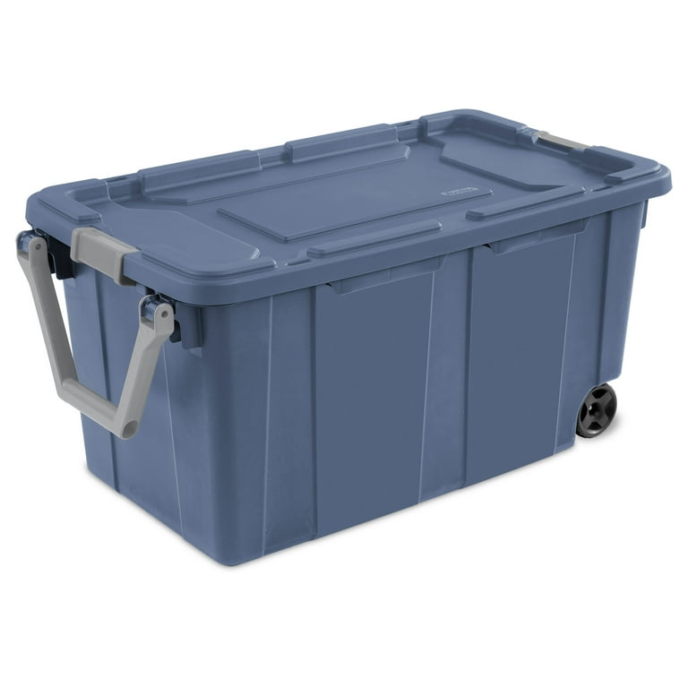 Sterilite 40 Gallon Wheeled Industrial Tote Plastic Adult Blue Moonlight Set of 2 Walmart