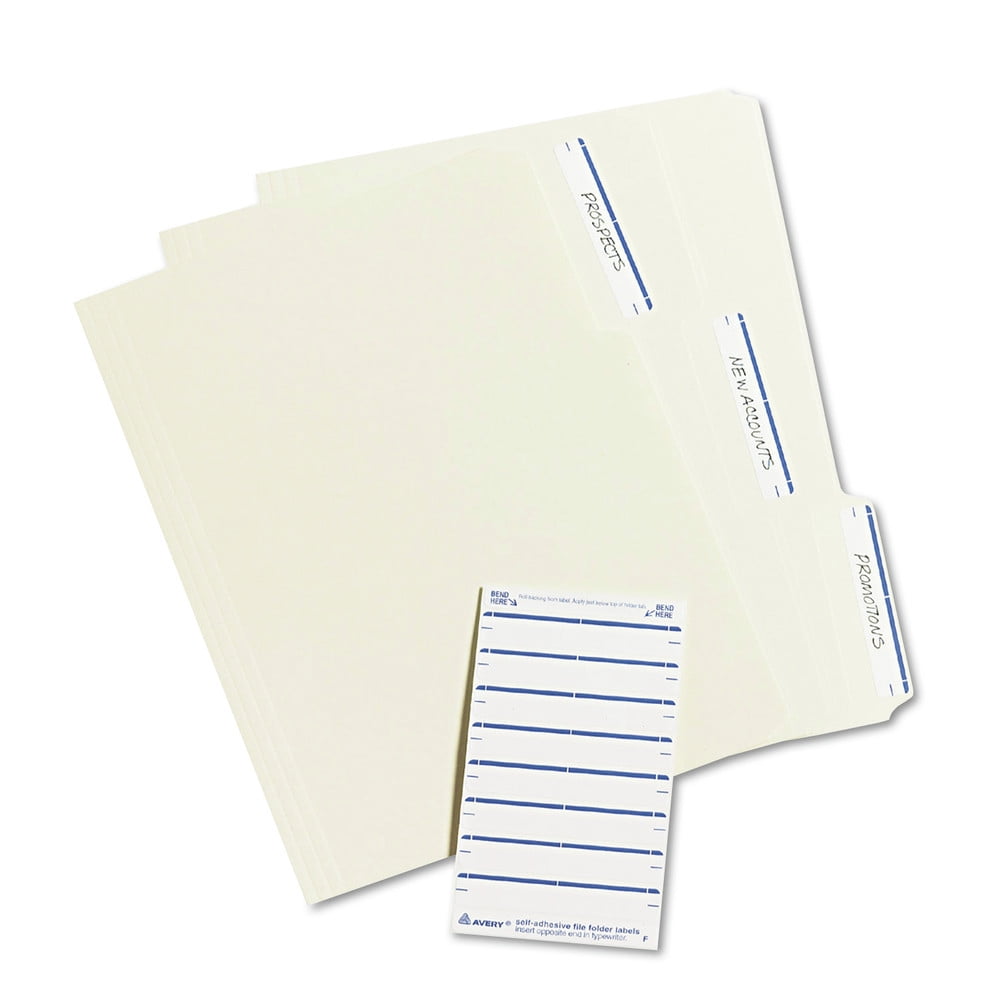 Avery Print or Write File Folder Labels, 11/16 x 3 7/16, White/Dark Blue  Bar, 252/Pack