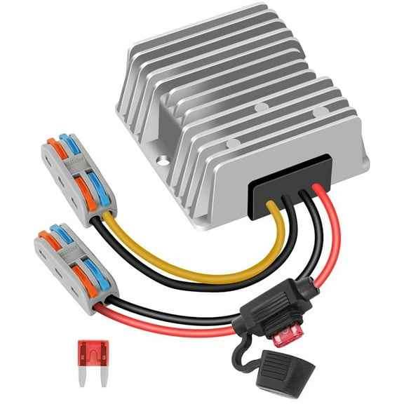 10A 120W 18V 24V 36V 48V to 12V Buck Converter Golf Cart Buck Regulator with Fuse Waterproof Transformer