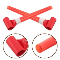 IBASETOY 50Pcs Lightweight Red Plastic Party Blowers Whistles for Party Cheering and Fun