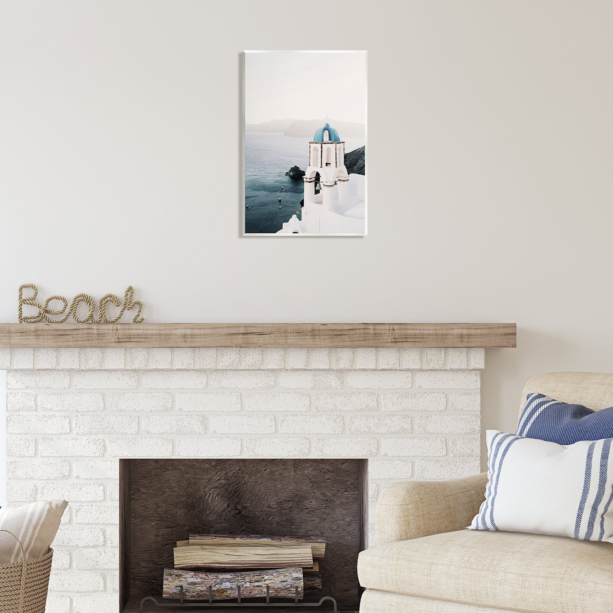 Stupell Industries Santorini Bell Tower Landscape Photography Unframed Art Print Wall Art, 13 x 19